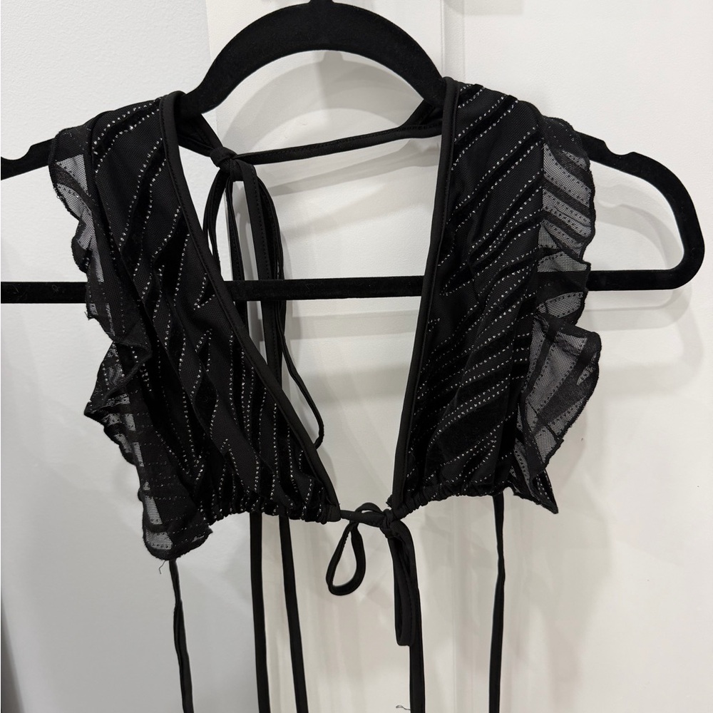 Tiger Mist Black Crop Top with Silver Accents